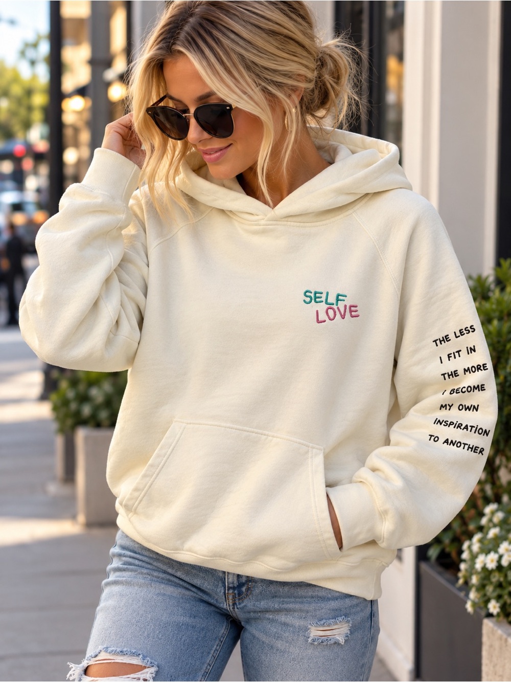 Zadig & Voltaire Cream "Self Love" Embroidered Hoodie